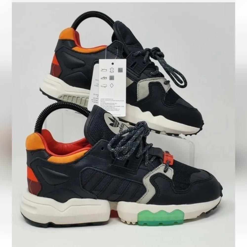 Adidas ZX Torison Men's Size 5 EE5553 Core Black Orange Bold Green Sneakers New